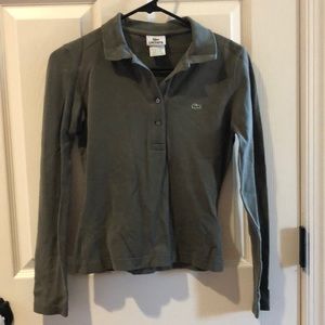 Olive Green Lacoste along Sleeve Polo